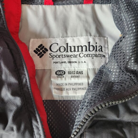 Columbia Youth Windbreaker Jacket Size 10/12 – Grey w/ Red & White Trim – Gently - Picture 2 of 9
